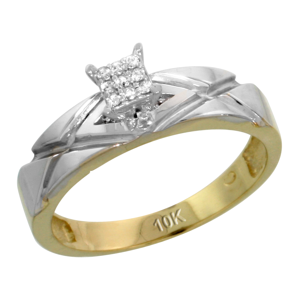 10k Yellow Gold Diamond Engagement Ring 0.06 cttw Brilliant Cut, 3/16 inch 5mm wide