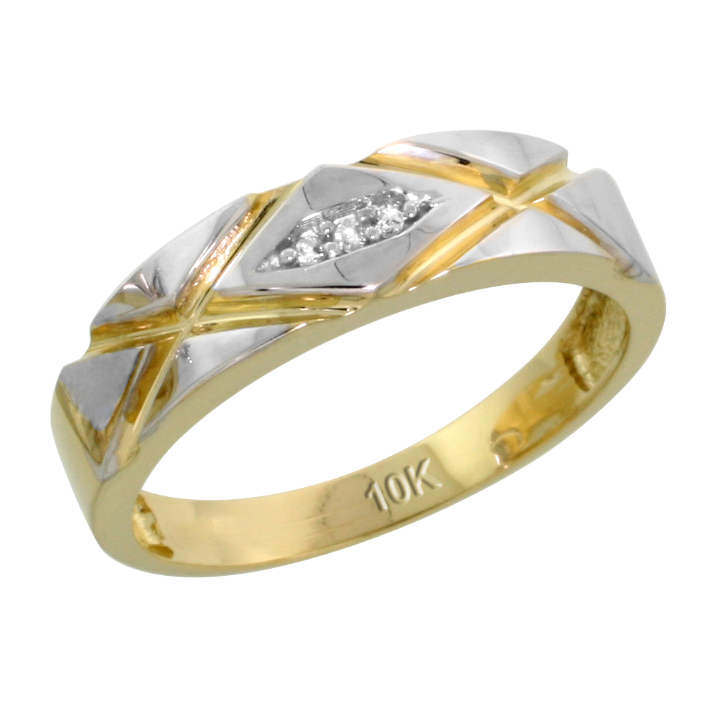 10k Yellow Gold Ladies Diamond Wedding Band Ring 0.02 cttw Brilliant Cut, 3/16 inch 5mm wide