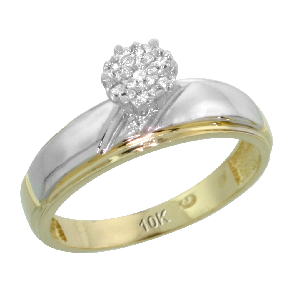 10k Yellow Gold Diamond Engagement Ring 0.04 cttw Brilliant Cut, 7/32 inch 5.5mm wide