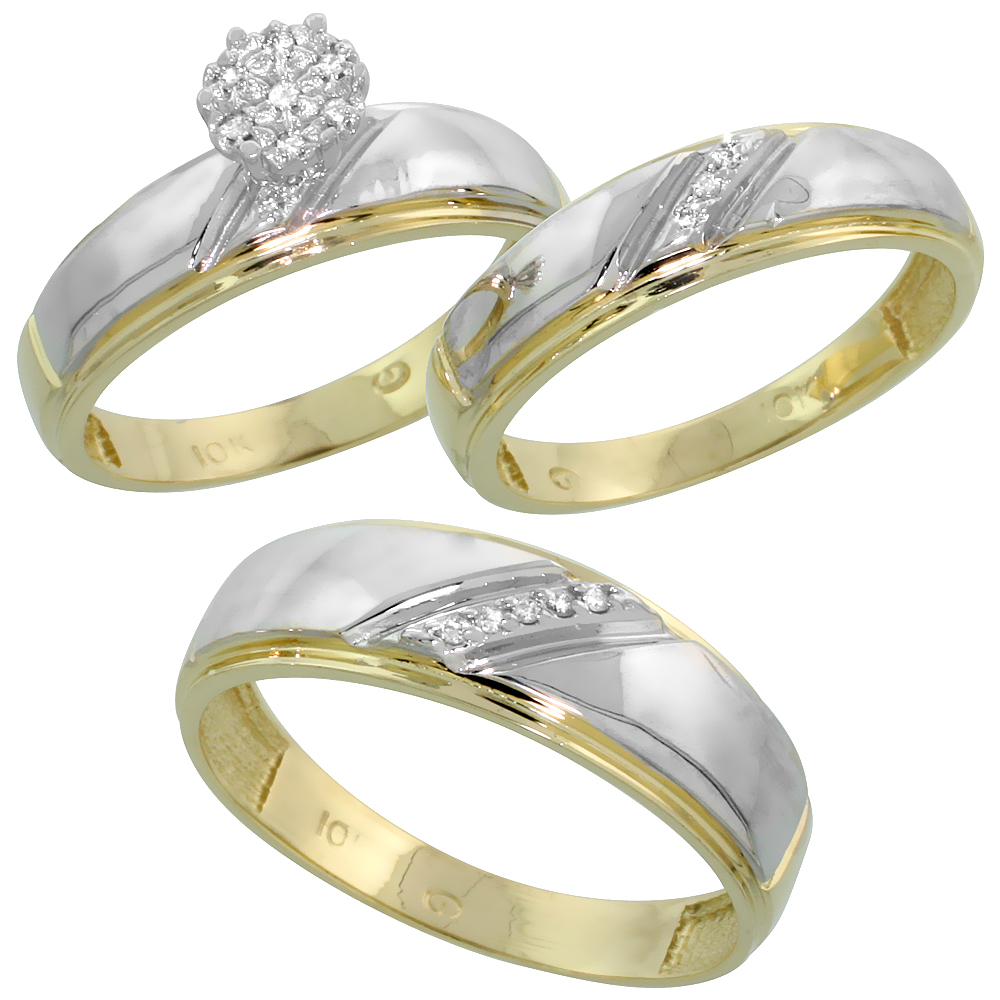 10k Yellow Gold Diamond Engagement Ring Women 0.04 cttw Brilliant Cut 7/32 inch 5.5mm wide