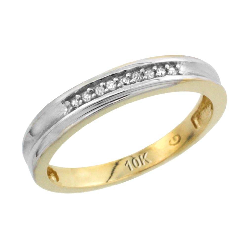 10k Yellow Gold Ladies Diamond Wedding Band Ring 0.02 cttw Brilliant Cut, 1/8 inch 3mm wide