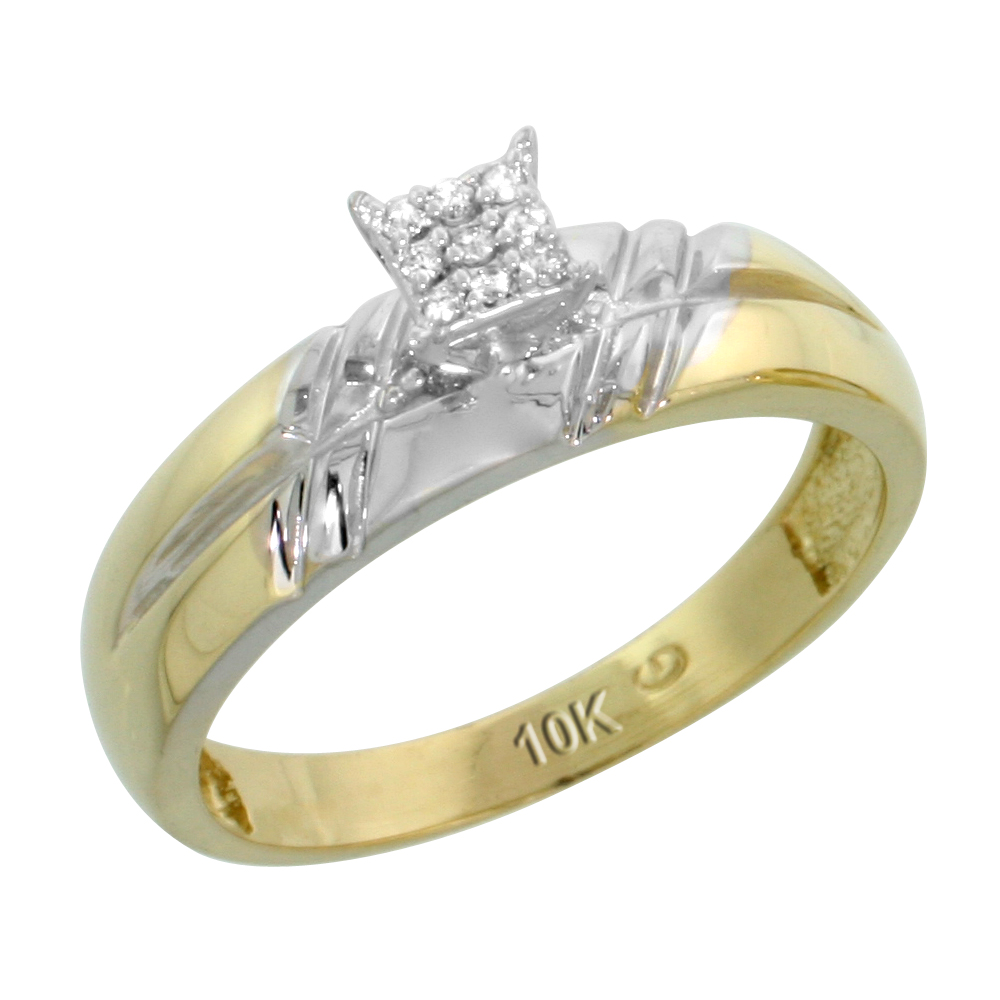 10k Yellow Gold Diamond Engagement Ring 0.06 cttw Brilliant Cut, 7/32 inch 5.5mm wide