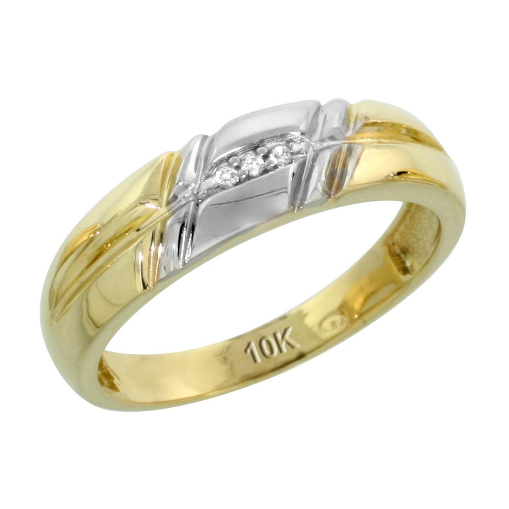 10k Yellow Gold Ladies Diamond Wedding Band Ring 0.02 cttw Brilliant Cut, 7/32 inch 5.5mm wide