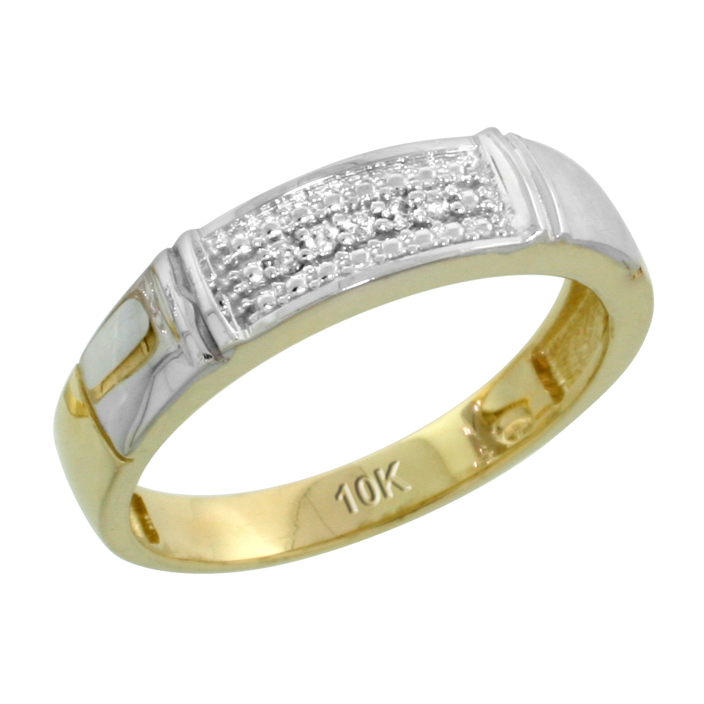 10k Yellow Gold Ladies Diamond Wedding Band Ring 0.03 cttw Brilliant Cut, 3/16 inch 4.5mm wide