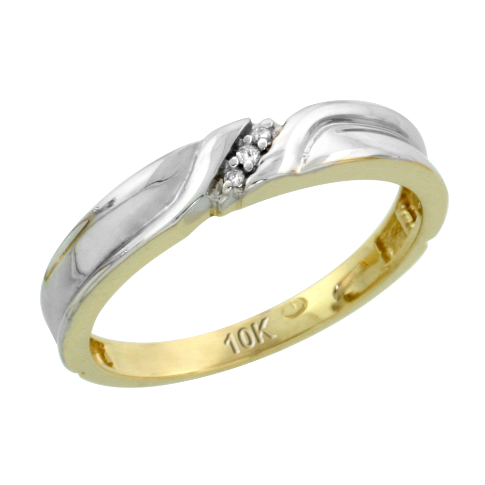 10k Yellow Gold Ladies Diamond Wedding Band Ring 0.02 cttw Brilliant Cut, 1/8 inch 3.5mm wide