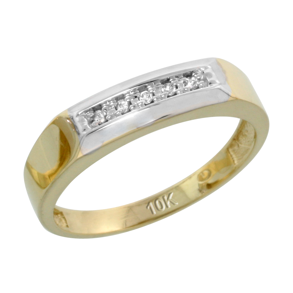 10k Yellow Gold Ladies Diamond Wedding Band Ring 0.03 cttw Brilliant Cut, 3/16 inch 4.5mm wide