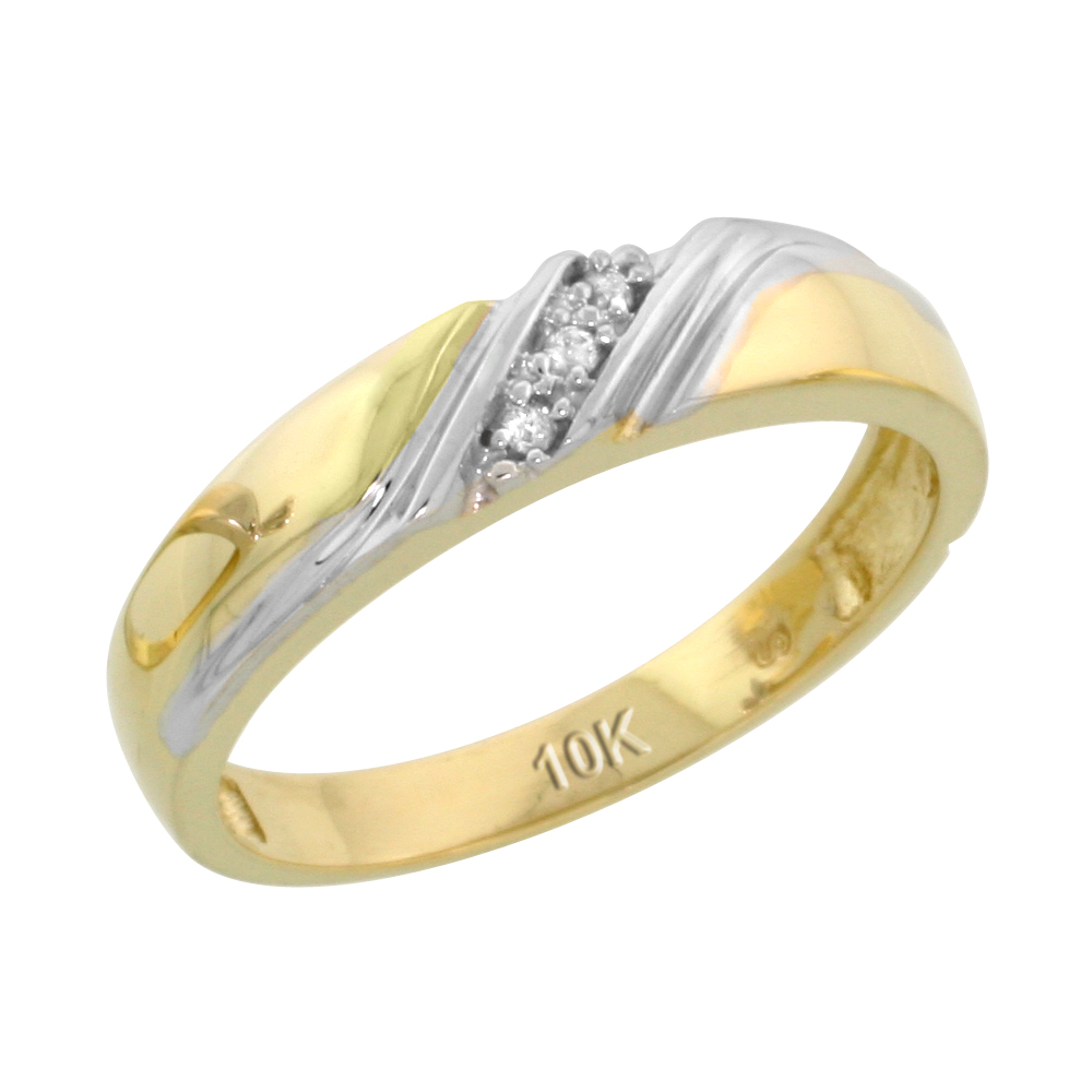 10k Yellow Gold Ladies Diamond Wedding Band Ring 0.02 cttw Brilliant Cut, 3/16 inch 4.5mm wide