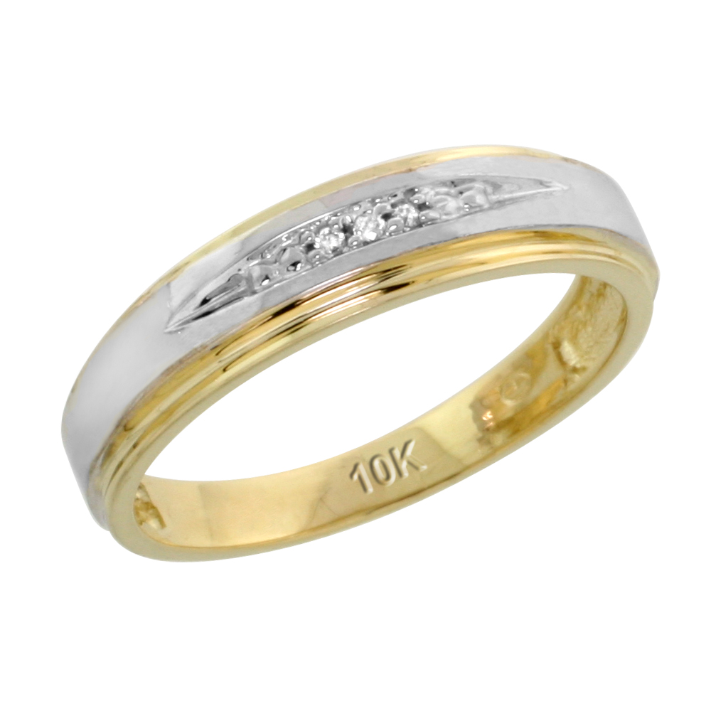 10k Yellow Gold Ladies Diamond Wedding Band Ring 0.02 cttw Brilliant Cut, 3/16 inch 5mm wide