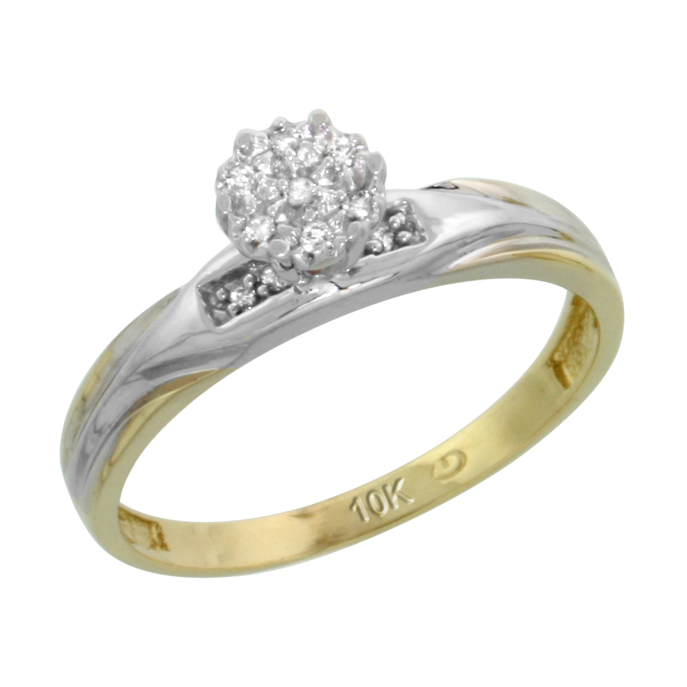 10k Yellow Gold Diamond Engagement Ring 0.06 cttw Brilliant Cut, 1/8in. 3.5mm wide