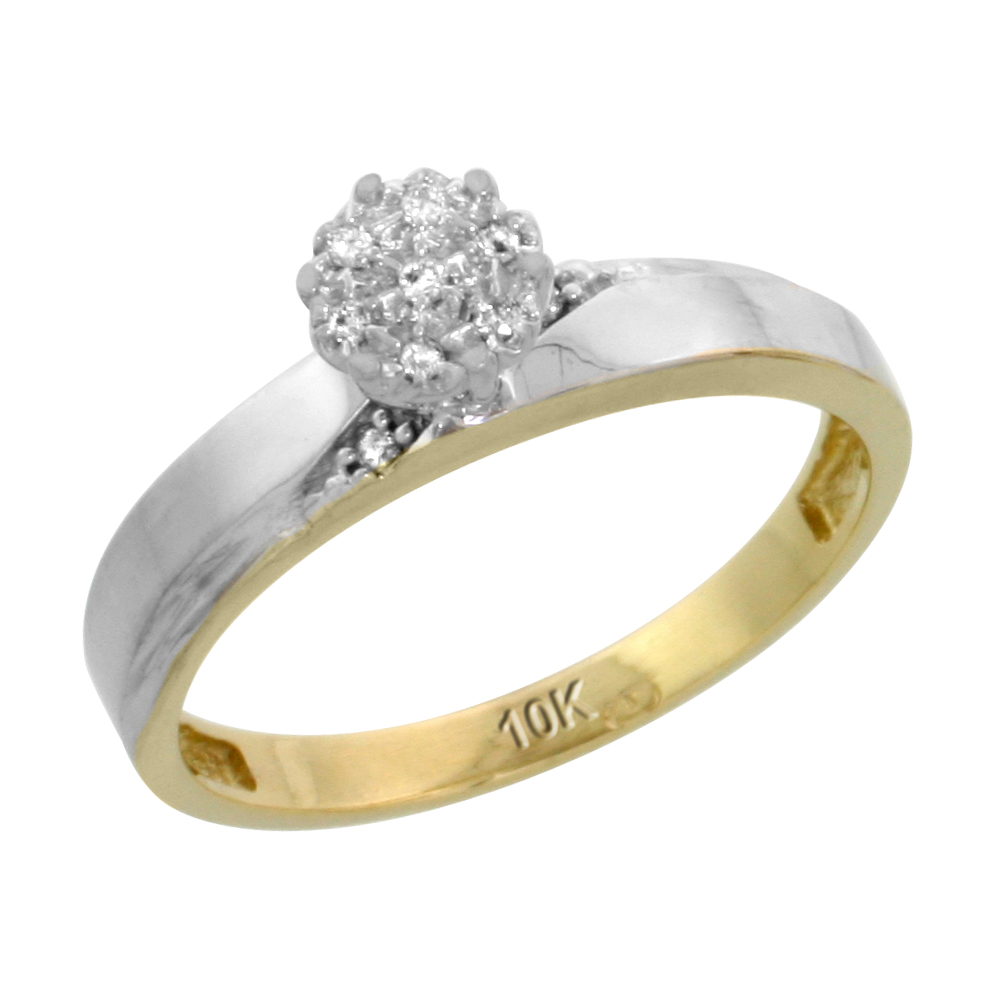 10k Yellow Gold Diamond Engagement Ring 0.06 cttw Brilliant Cut, 1/8in. 3.5mm wide