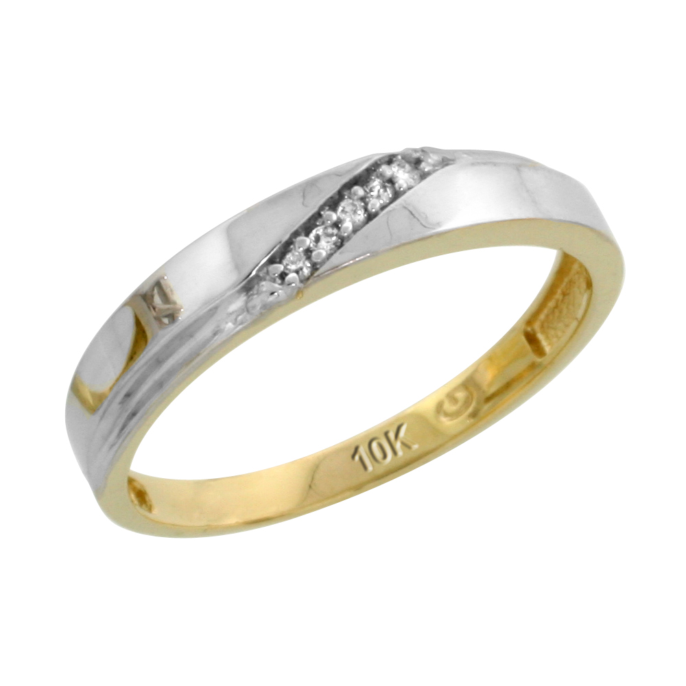 10k Yellow Gold Ladies Diamond Wedding Band Ring 0.03 cttw Brilliant Cut, 1/8 inch 3.5mm wide