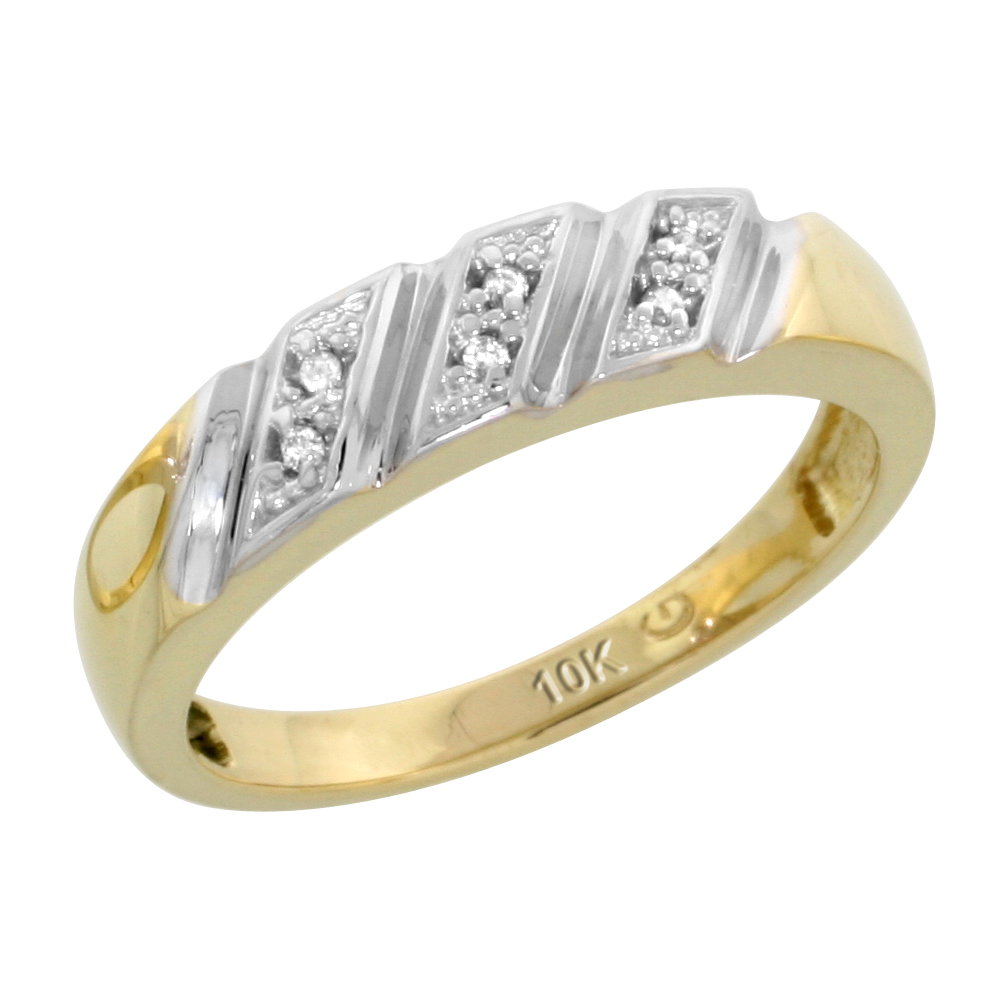 10k Yellow Gold Ladies Diamond Wedding Band Ring 0.03 cttw Brilliant Cut, 3/16 inch 5mm wide