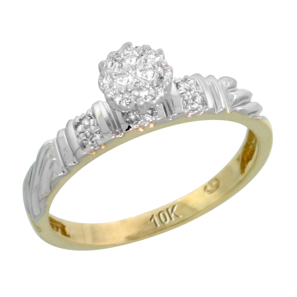 10k Yellow Gold Diamond Engagement Ring 0.06 cttw Brilliant Cut, 1/8in. 3.5mm wide