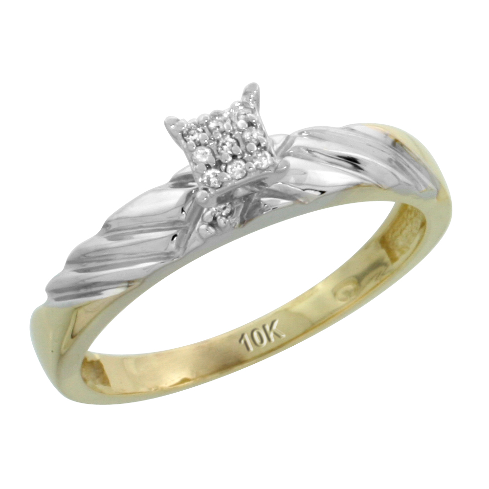 10k Yellow Gold Diamond Engagement Ring 0.06 cttw Brilliant Cut, 1/8in. 3.5mm wide