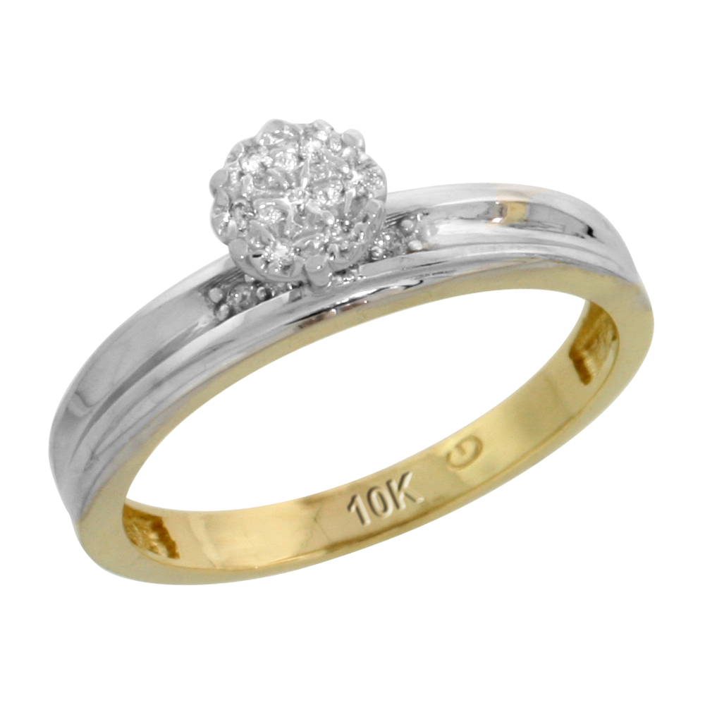 10k Yellow Gold Diamond Engagement Ring 0.06 cttw Brilliant Cut, 1/8in. 3.5mm wide