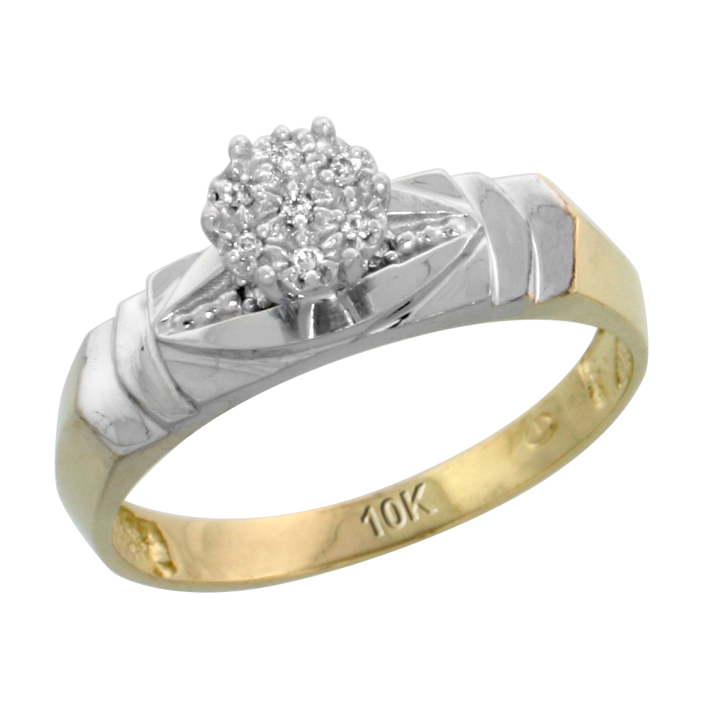 10k Yellow Gold Diamond Engagement Ring 0.04 cttw Brilliant Cut, 3/16 inch 5mm wide