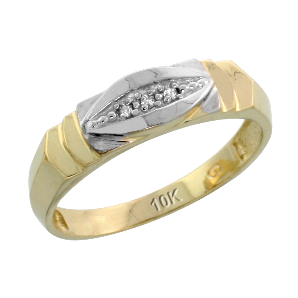 10k Yellow Gold Ladies Diamond Wedding Band Ring 0.02 cttw Brilliant Cut, 3/16 inch 5mm wide