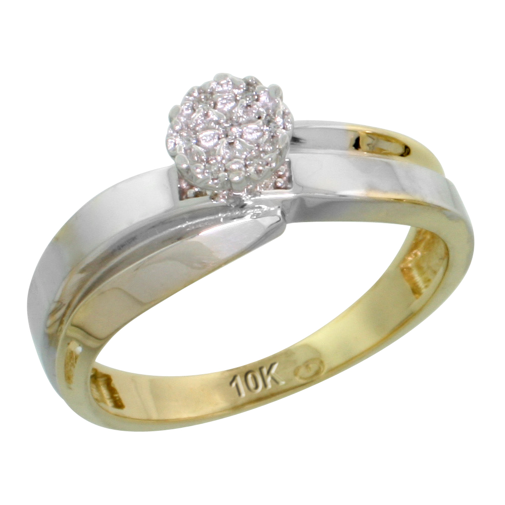 10k Yellow Gold Diamond Engagement Ring 0.05 cttw Brilliant Cut, 1/4 inch 6mm wide