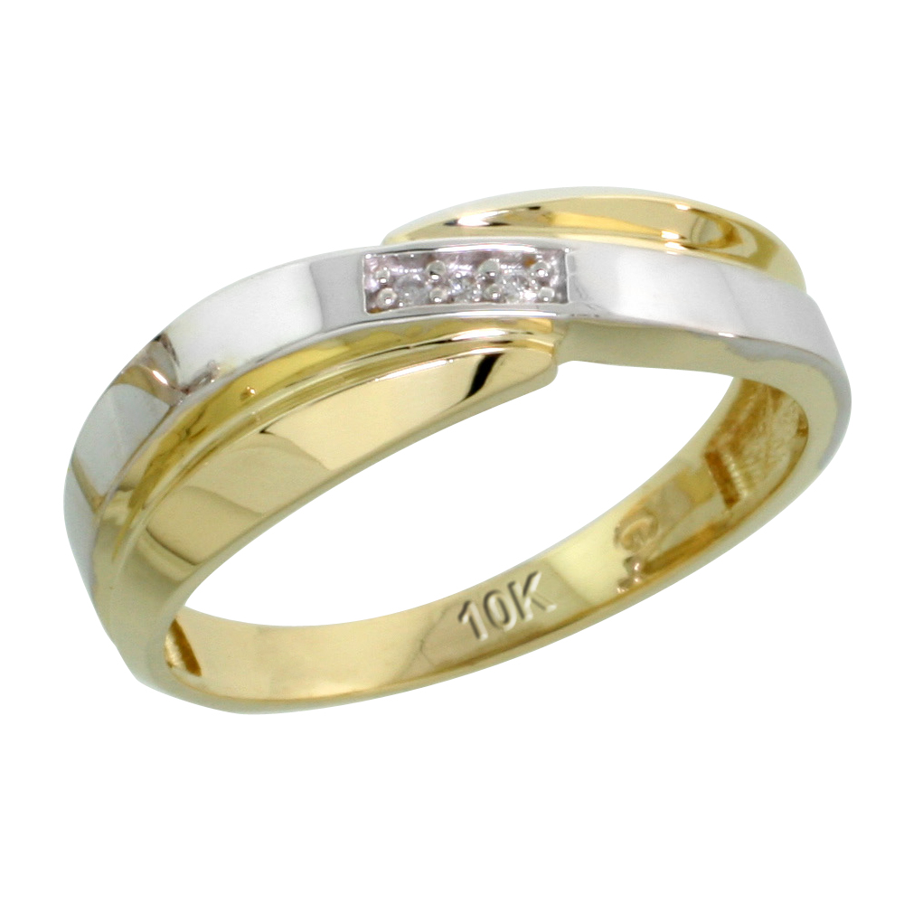 10k Yellow Gold Ladies Diamond Wedding Band Ring 0.02 cttw Brilliant Cut, 1/4 inch 6mm wide