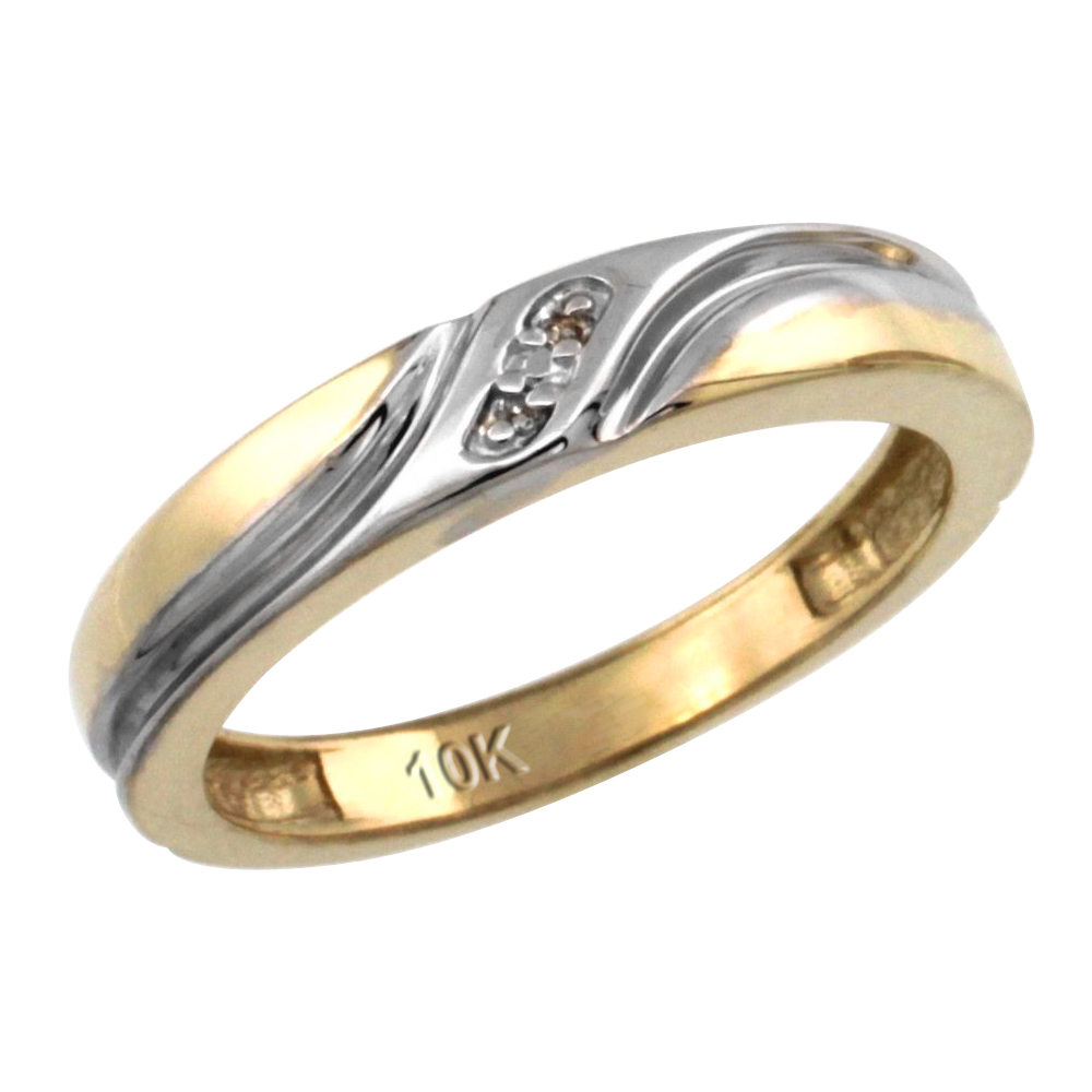 14k Gold Ladies' Diamond Wedding Ring Band, w/ 0.013 Carat Brilliant Cut Diamonds, 5/32 in. (4mm) wide