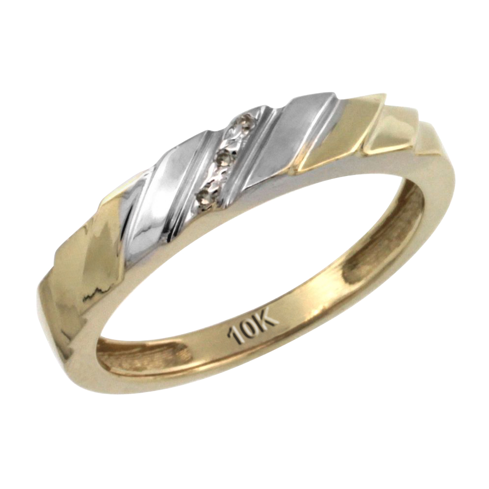 10k Gold Ladies&#039; Diamond Wedding Ring Band, w/ 0.019 Carat Brilliant Cut Diamonds, 5/32 in. (4mm) wide