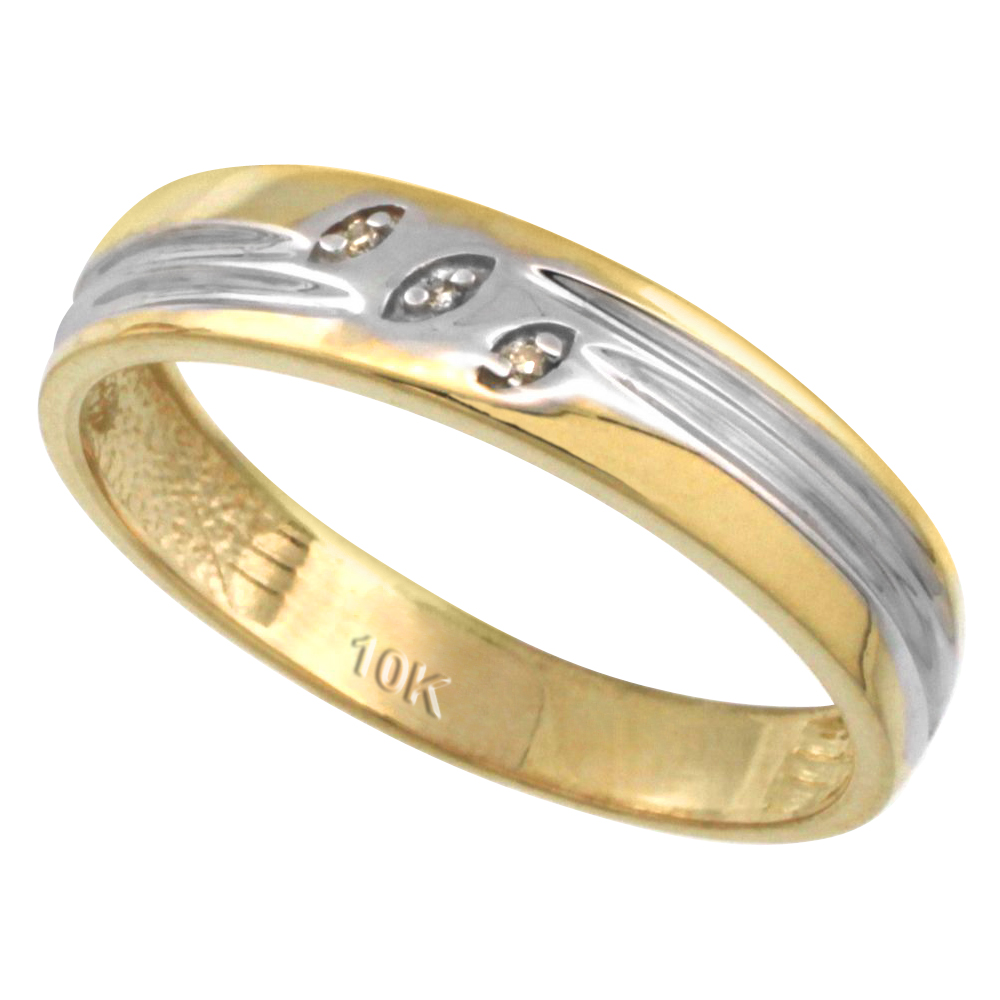 14k Gold Men's Diamond Wedding Ring Band, w/ 0.026 Carat Brilliant Cut Diamonds, 3/16 in. (5mm) wide