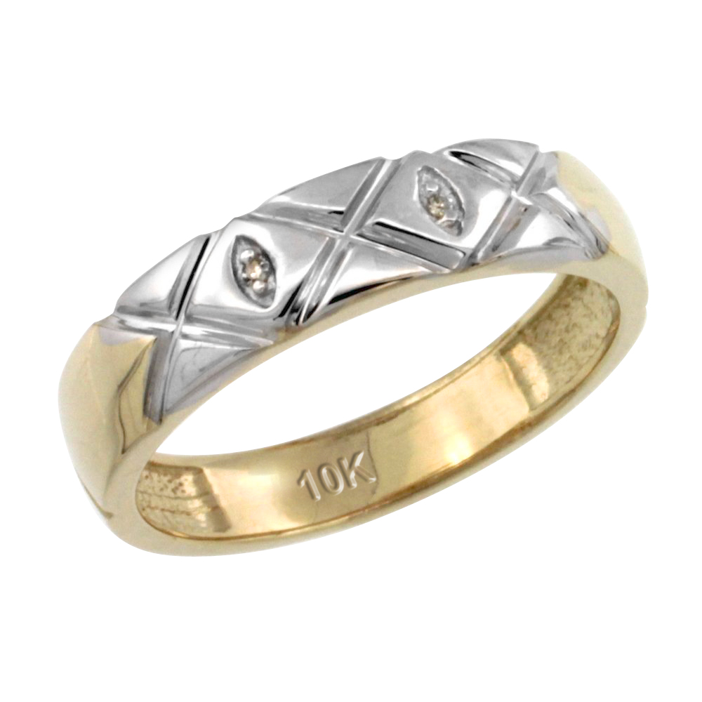 14k Gold Ladies' Diamond Wedding Ring Band, w/ 0.013 Carat Brilliant Cut Diamonds, 5/32 in. (4.5mm) wide