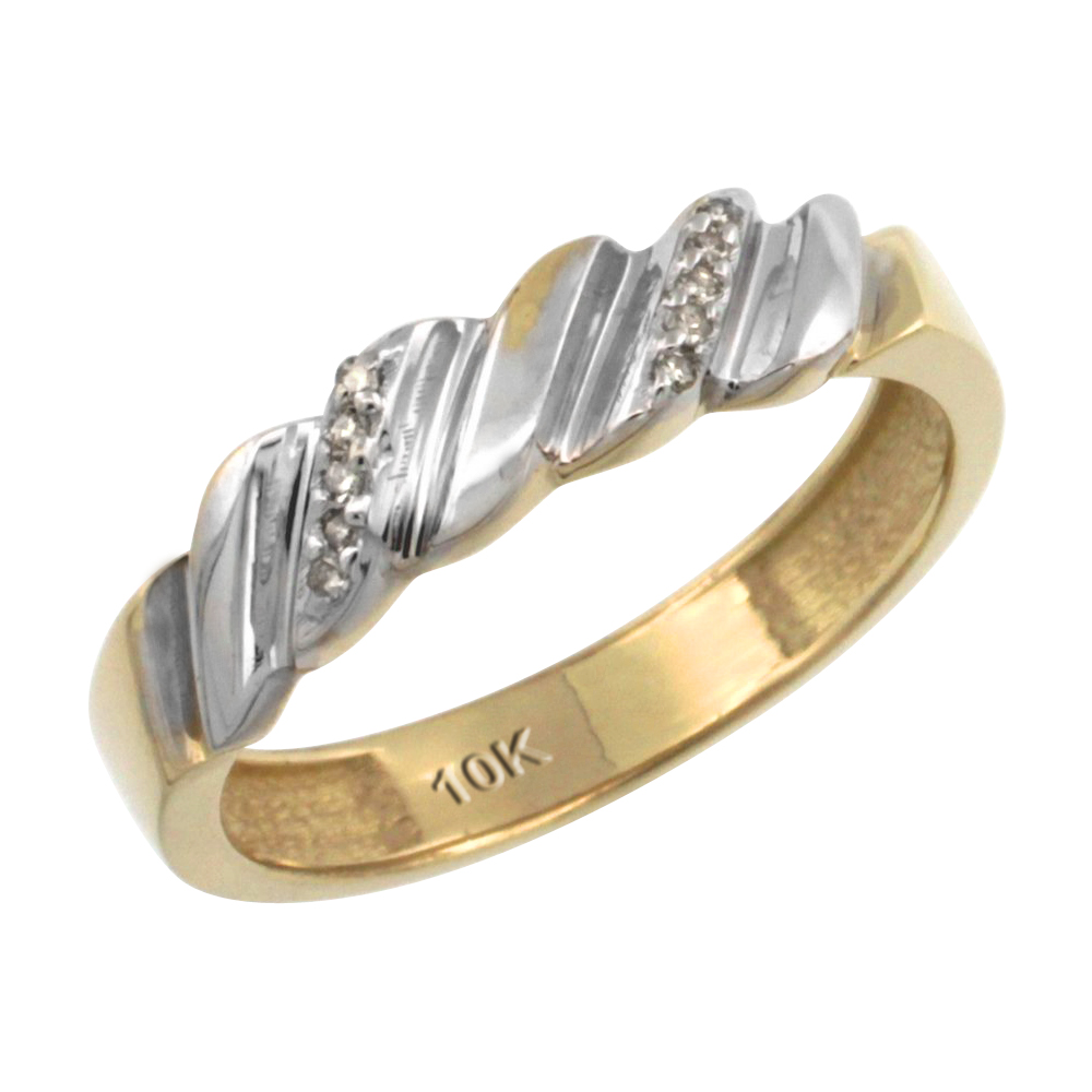 10k Gold Ladies' Diamond Wedding Ring Band, w/ 0.063 Carat Brilliant Cut Diamonds, 5/32 in. (5mm) wide