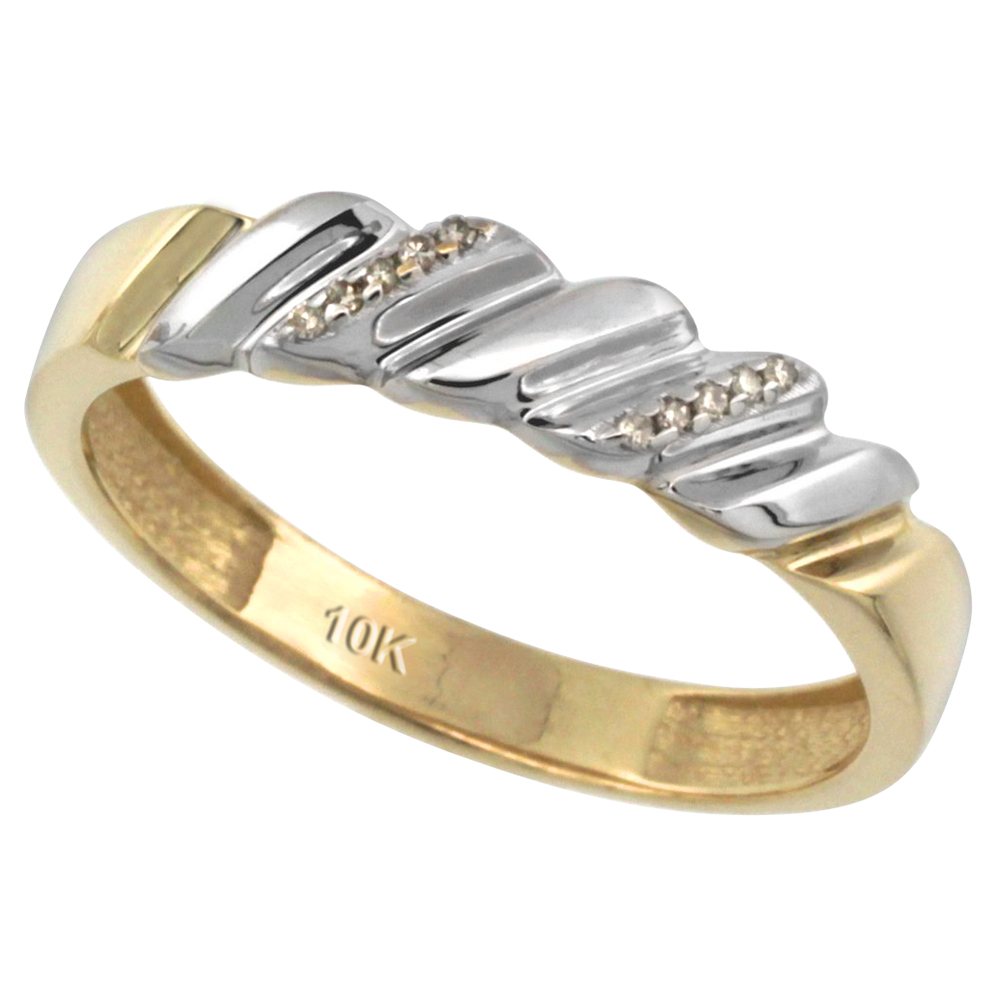14k Gold Men's Diamond Wedding Ring Band, w/ 0.063 Carat Brilliant Cut Diamonds, 3/16 in. (5mm) wide
