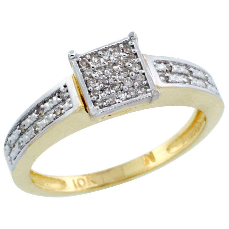 14k Gold Diamond Engagement Ring w/ 0.145 Carat Brilliant Cut Diamonds, 1/8 in. (3mm) wide