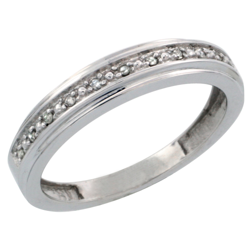 14k White Gold Ladies&#039; Diamond Band, w/ 0.08 Carat Brilliant Cut Diamonds, 5/32 in. (4mm) wide