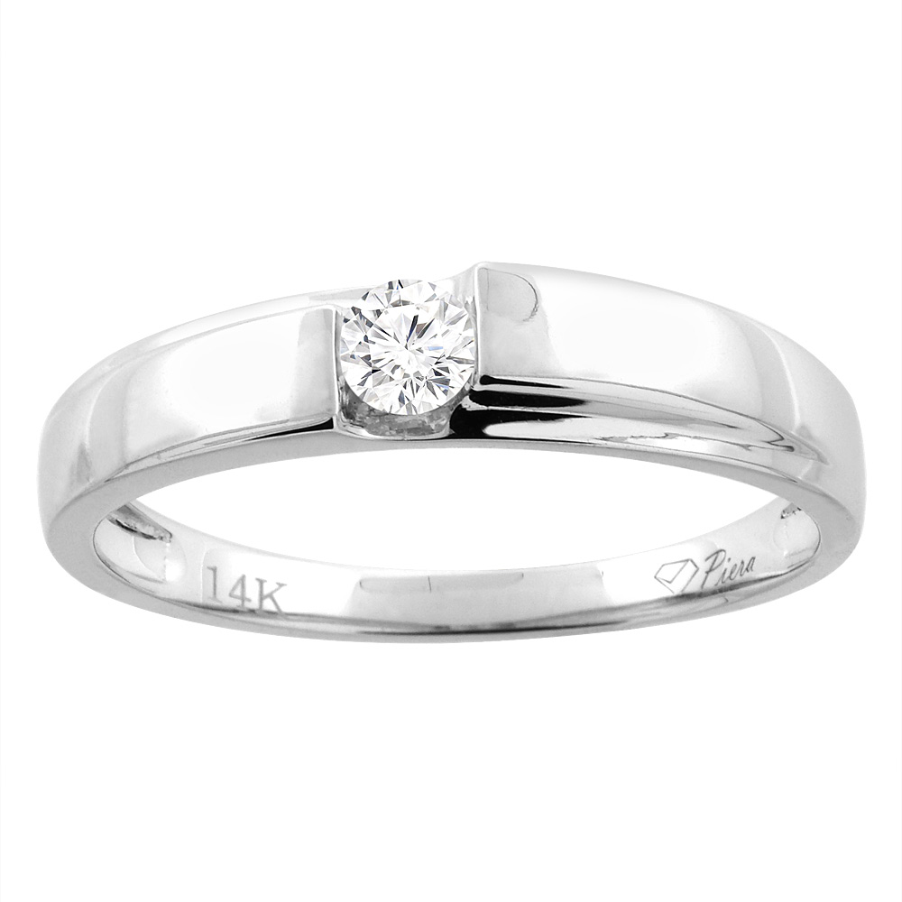 14K WHITE GOLD LADIES' DIAMOND WEDDING BAND 3.5 MM 0.11 CTTW, SIZES 5 - 10