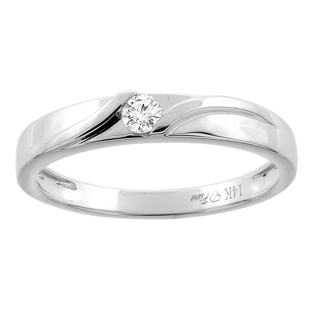14K WHITE GOLD LADIES' DIAMOND WEDDING BAND 3 MM 0.07 CTTW, SIZES 5 - 10