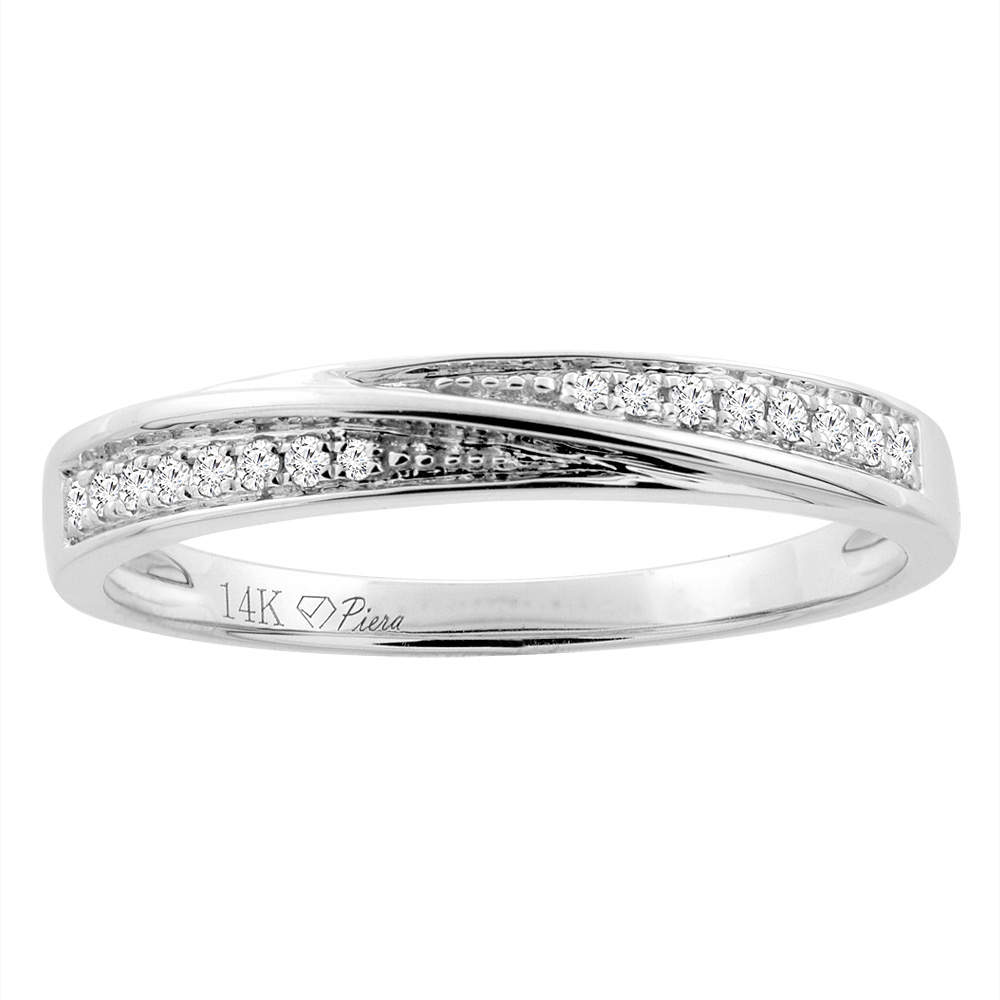 14K WHITE GOLD LADIES' DIAMOND WEDDING BAND 2.5 MM 0.09 CTTW, SIZES 5 - 10