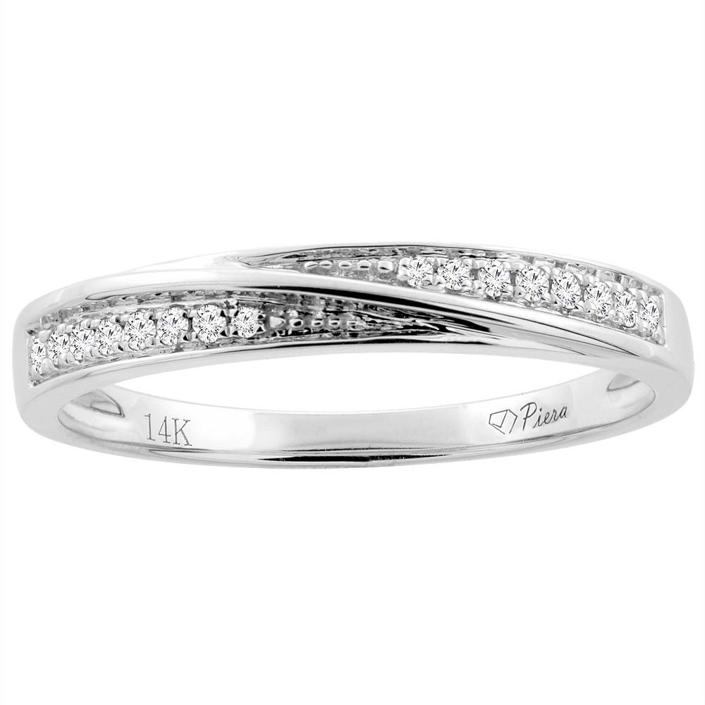 14K WHITE GOLD MEN'S DIAMOND WEDDING BAND 3 MM 0.09 CTTW, SIZES 8 - 14