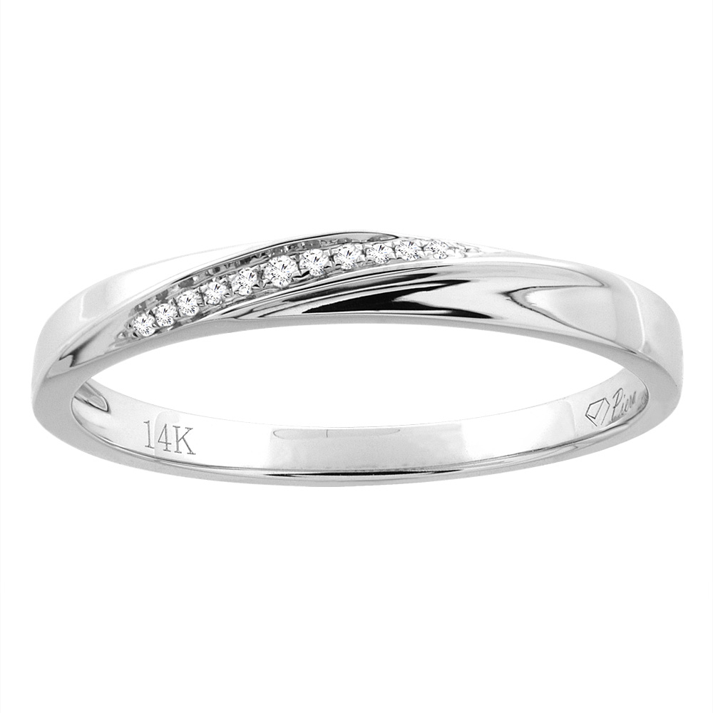 14K WHITE GOLD LADIES' DIAMOND WEDDING BAND 2.5 MM 0.04 CTTW, SIZES 5 - 10