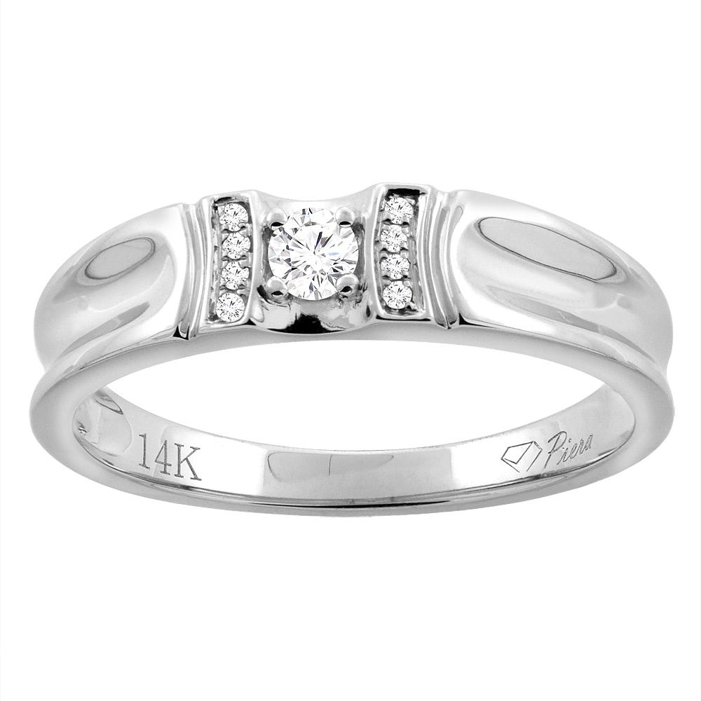 14K WHITE GOLD LADIES' DIAMOND WEDDING BAND 4 MM 0.10 CTTW, SIZES 5 - 10