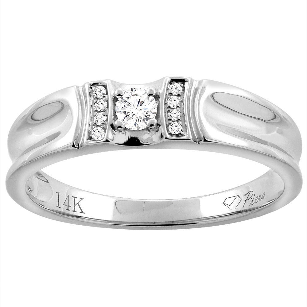 14K WHITE GOLD MEN'S DIAMOND WEDDING BAND 5 MM 0.14 CTTW, SIZES 8 - 14