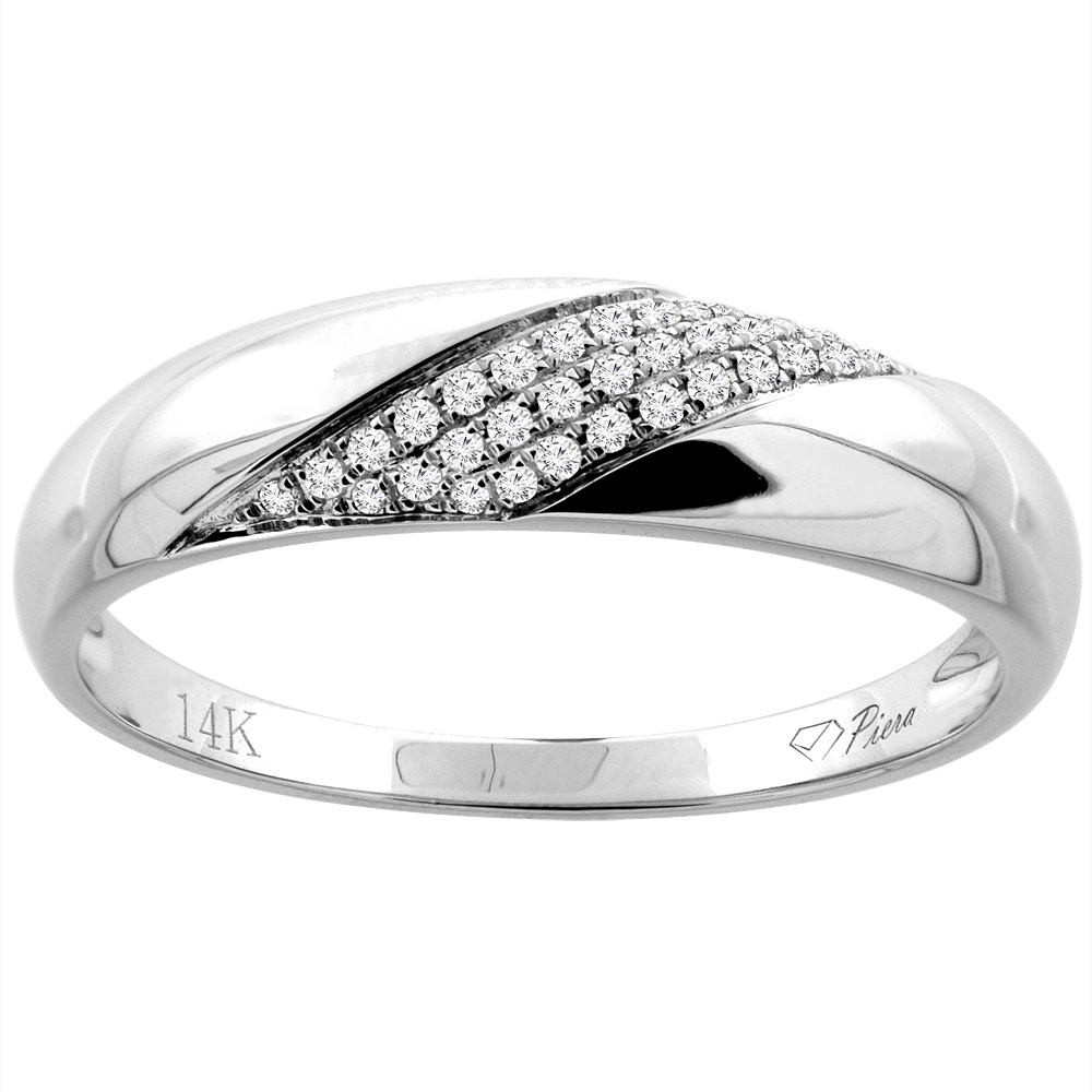 14K WHITE GOLD MEN'S DIAMOND WEDDING BAND 5 MM 0.10 CTTW, SIZES 8 - 14