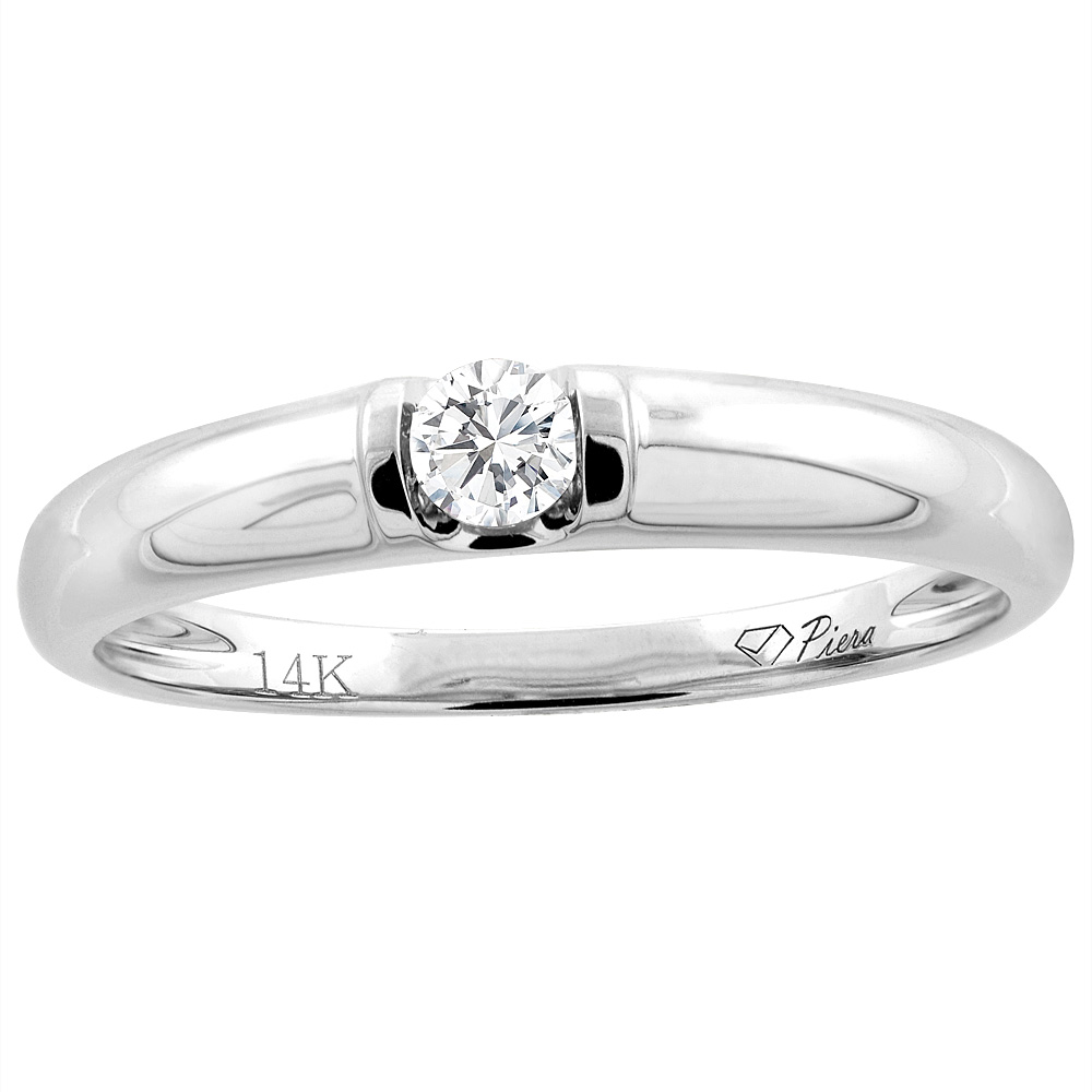 14K WHITE GOLD MEN'S DIAMOND WEDDING BAND 3.5 MM 0.17 CTTW, SIZES 8 - 14