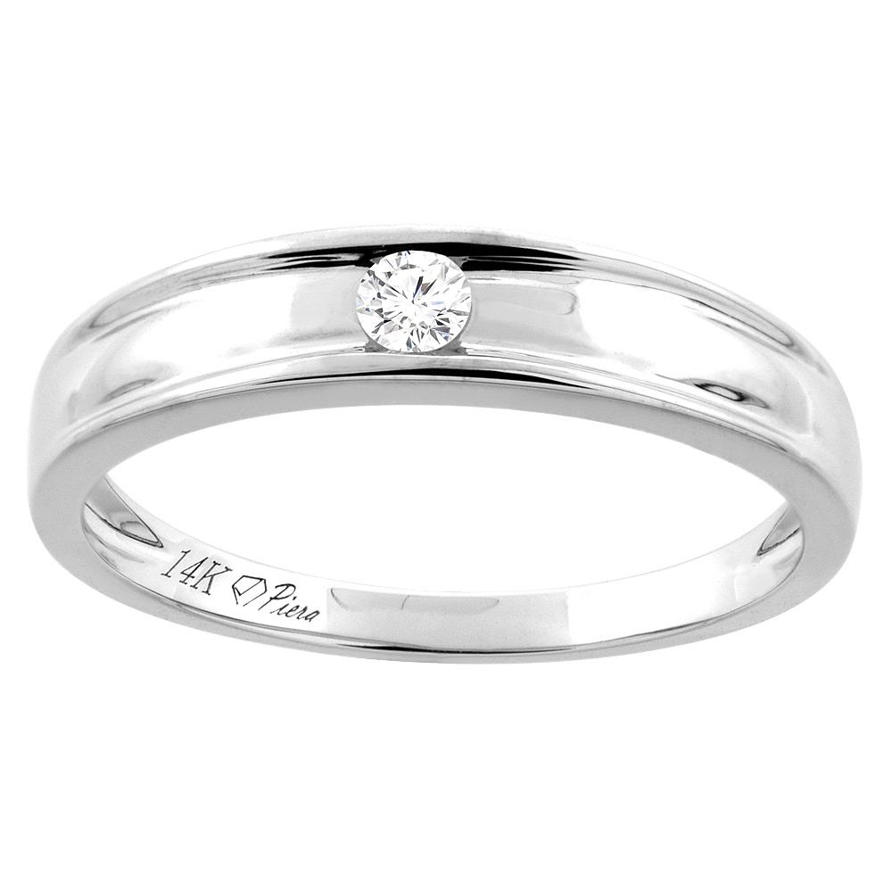 14K WHITE GOLD LADIES' DIAMOND WEDDING BAND 2.5 MM 0.06 CTTW, SIZES 5 - 10