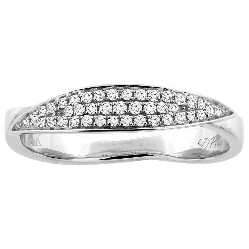 14K WHITE GOLD LADIES' DIAMOND WEDDING BAND 4 MM 0.14 CTTW, SIZES 5 - 10