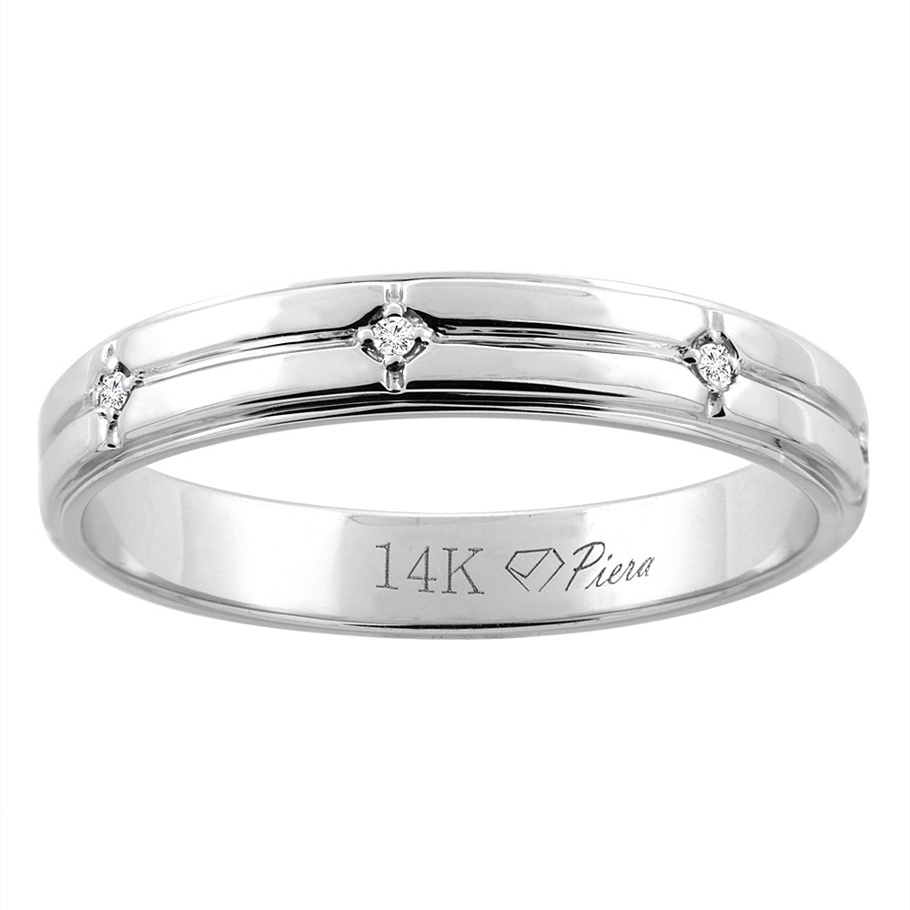 14K WHITE GOLD LADIES' DIAMOND WEDDING BAND 3 MM 0.04 CTTW, SIZES 5 - 10