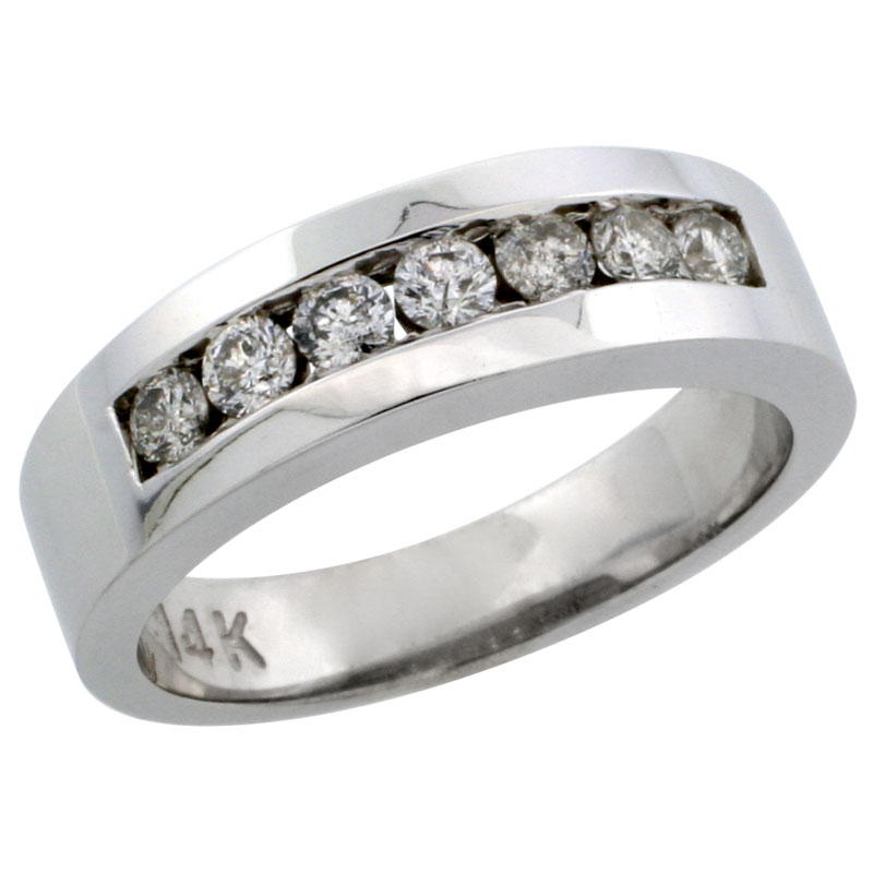 14k White Gold 7-Stone Ladies&#039; Diamond Ring Band w/ 0.32 Carat Brilliant Cut Diamonds, 7/32 in. (5.5mm) wide