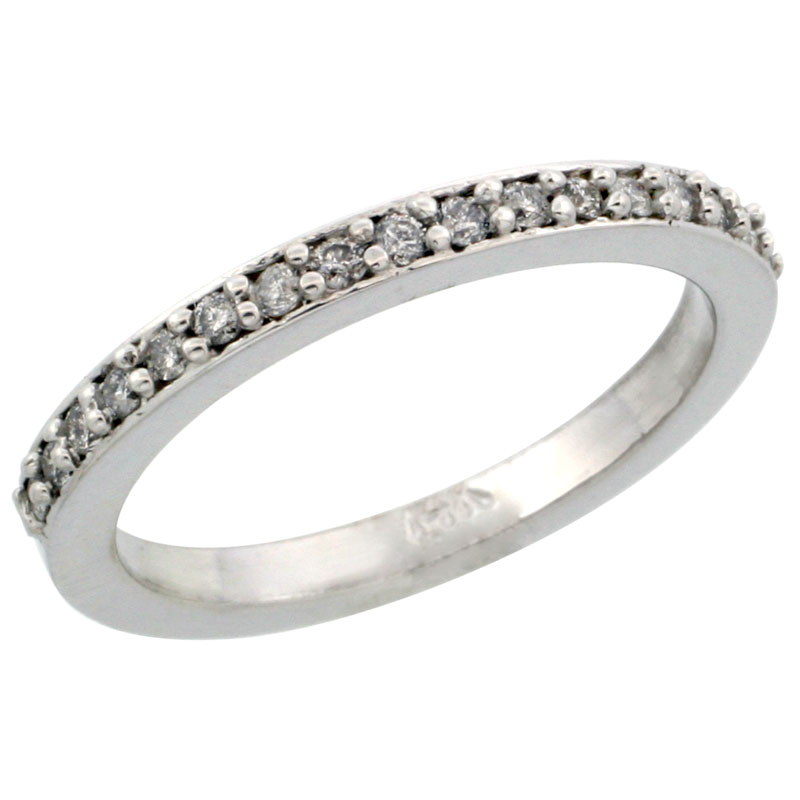 14k White Gold Ladies' Diamond Ring Band w/ 0.20 Carat Brilliant Cut Diamonds, 3/32 in. (2mm) wide