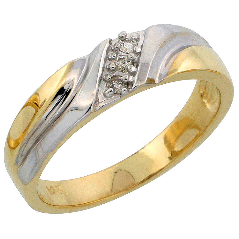 14k Gold Ladies&#039; Diamond Band w/ Rhodium Accent, w/ 0.06 Carat Brilliant Cut Diamonds, 3/16 in. (5mm) wide