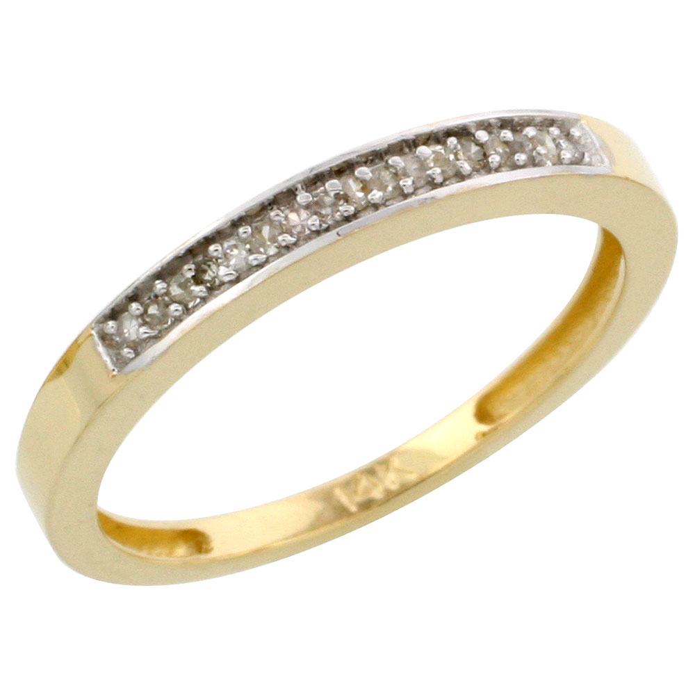 10k Gold Ladies&#039; Diamond Band, w/ 0.08 Carat Brilliant Cut Diamonds, 3/32 in. (2.5mm) wide