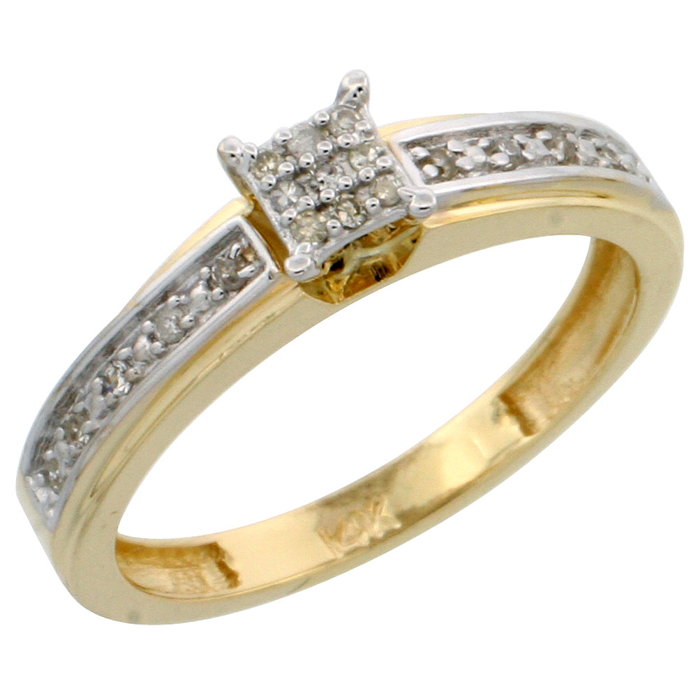 10k Gold Diamond Engagement Ring, w/ 0.13 Carat Brilliant Cut Diamonds, 5/32 in. (4mm) wide