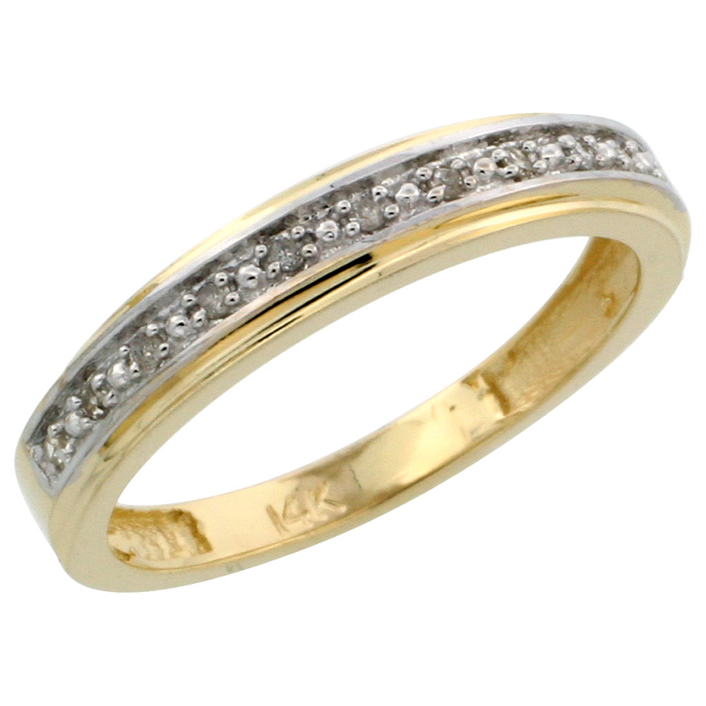 10k Gold Ladies&#039; Diamond Band, w/ 0.08 Carat Brilliant Cut Diamonds, 5/32 in. (4mm) wide