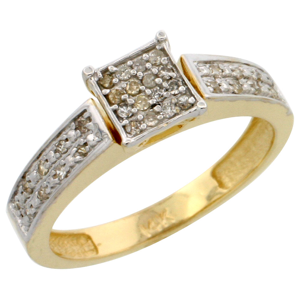 10k Gold Diamond Engagement Ring, w/ 0.10 Carat Brilliant Cut Diamonds, 5/32 in. (4mm) wide